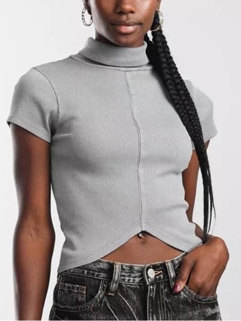 Gilded Intent - Rib Mock Neck Crop Tee